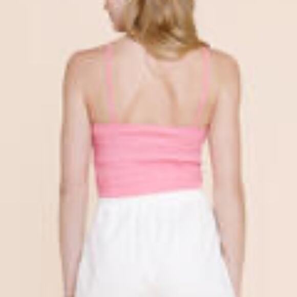 Pink Ribbed Cropped Halter Top - Large - Picture 2 of 8